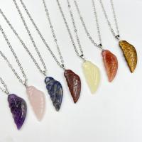 Biżuteria wisiorki kamienie, Kamień szlachetny, Kształt skrzydła, losowo wysyłane & dla obu płci, mieszane kolory, 16x38-40mm, sprzedane przez PC