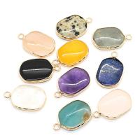 Φυσική πέτρα Κρεμαστό κόσμημα, με Ορείχαλκος, Ωοειδής, χρώμα επίχρυσο, διαφορετικά υλικά για την επιλογή & για άνδρες και γυναίκες, περισσότερα χρώματα για την επιλογή, 16x25mm, Sold Με PC