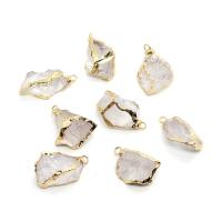 Clear Quartz Pendant with Brass irregular gold color plated Unisex clear 15x18- Sold By PC
