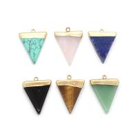Gemstone Pendants Jewelry, Natural Stone, with Brass, Triangle, gold color plated, different materials for choice & Unisex, more colors for choice, 25x32mm, Sold By PC