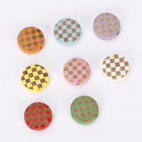 Wood Beads Schima Superba Flat Round printing DIY 15mm Approx Sold By Bag