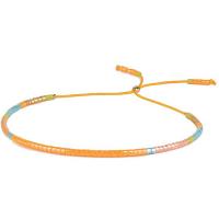 Seedbead Bracelet with Polyester Cord Round plated Unisex & adjustable mixed colors Length 7.5 Inch Sold By PC