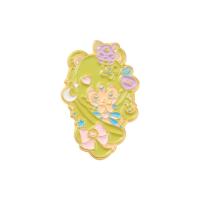 Enamel Brooch, Tibetan Style, Cartoon, gold color plated, Unisex, green, nickel, lead & cadmium free, 30x18mm, Sold By PC