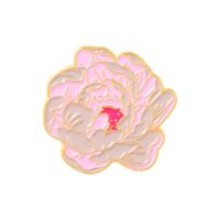 Enamel Brooch Zinc Alloy Flower gold color plated Unisex pink nickel lead & cadmium free Sold By PC