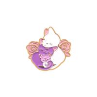 Enamel Brooch Zinc Alloy Cat gold color plated Unisex mixed colors nickel lead & cadmium free Sold By PC