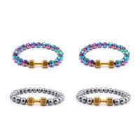 Non Magnetic Hematite Bracelet, with Tibetan Style, gold color plated, elastic & Unisex, more colors for choice, 8mm, Length:7.5 Inch, Sold By PC