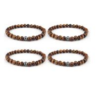 Tiger Eye Bracelet, with Non Magnetic Hematite, Round, elastic & Unisex, mixed colors, 8mm, Length:7.5 Inch, Sold By PC