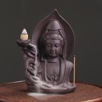 Brûleur à encens de porcelaine, Sable violet, Guanyin, fait à la main, pour la maison et le bureau & durable & multifonctionnel, 100x70x157mm, Vendu par PC