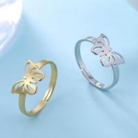 Stainless Steel Finger Ring 304 Stainless Steel Butterfly Vacuum Ion Plating fashion jewelry & Unisex 9.2*13mm 2*1mm Sold By PC