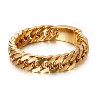 316L Stainless Steel Bracelet, fashion jewelry & for man, golden, 15mm, Length:Approx 8.66 Inch, Sold By PC