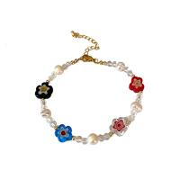 Freshwater Cultured Pearl Bracelet Zinc Alloy with Freshwater Pearl & Brass & Acrylic plated fashion jewelry & for woman Sold By PC