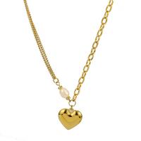 Stainless Steel Jewelry Necklace, 316L Stainless Steel, with 5cm extender chain, Heart, 18K gold plated, fashion jewelry & for woman, golden, 20mm, Length:44 cm, Sold By PC