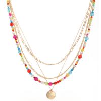 Zinklegierung Halskette, mit Seedbead & Kunststoff Perlen & Acryl, goldfarben plattiert, Modeschmuck & verschiedene Stile für Wahl & für Frau, gemischte Farben, frei von Nickel, Blei & Kadmium, verkauft von PC