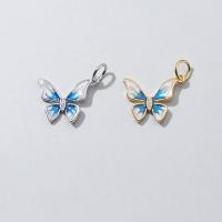 925 Sterling Silver Pendant, Butterfly, plated, DIY & epoxy gel, more colors for choice, 12x15x1.70mm, Sold By PC