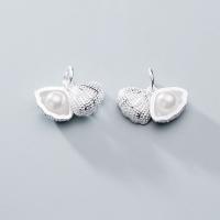 925 Sterling Silver Pendant with Plastic Pearl Shell platinum color plated DIY white Sold By PC