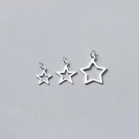 925 Sterling Silver Pendant, Star, polished, DIY & different size for choice & hollow, silver color, Sold By PC