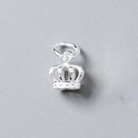 925 Sterling Silver Pendant, Crown, polished, DIY, silver color, 8x8x9mm, Sold By PC