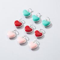 925 Sterling Silver Pendant, Heart, polished, DIY & epoxy gel, more colors for choice, 10.50x10x3mm, Sold By PC