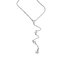 Collier en laiton cubique Zircon Micro Pave, Placage de couleur argentée, bijoux de mode & pavé de micro zircon & pour femme, argent, protéger l'environnement, sans nickel, plomb et cadmium, Longueur:44.1 cm, Vendu par PC