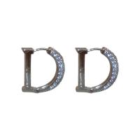 Brass Huggie Hoop Earring Letter D plated fashion jewelry & micro pave cubic zirconia & for woman nickel lead & cadmium free Sold By Pair