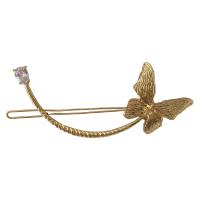 Zinc Alloy Hair Slide Butterfly gold color plated fashion jewelry & micro pave cubic zirconia & for woman golden nickel lead & cadmium free Sold By PC