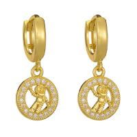 Cubic Zirconia Micro Pave Brass Earring, gold color plated, different styles for choice & micro pave cubic zirconia & for woman, 12x27mm, Sold By Pair