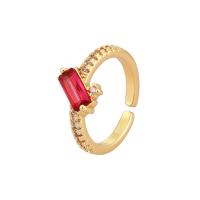Cúbicos Circonia Micro Pave anillo de latón, metal, con Cristal, chapado en color dorado, Ajustable & micro arcilla de zirconia cúbica & para mujer, más colores para la opción, Vendido por UD