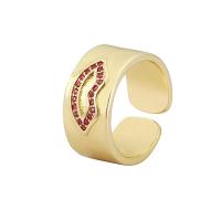 Messing Cuff fingerring, guldfarve belagt, Justerbar & forskellige design til valg & Micro Pave cubic zirconia & for kvinde, flere farver til valg, 19mm, Solgt af PC