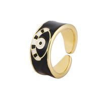 Evil Eye Smykker Finger Ring, Messing, guldfarve belagt, Justerbar & for kvinde & emalje, flere farver til valg, Solgt af PC