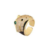 Cubic Zirconia Micro Pave Brass Ring gold color plated Adjustable & micro pave cubic zirconia & for woman & enamel Sold By PC