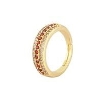 Cúbicos Circonia Micro Pave anillo de latón, metal, chapado en color dorado, Ajustable & micro arcilla de zirconia cúbica & para mujer, más colores para la opción, 21mm, Vendido por UD