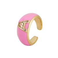 Brass Cuff Finger Ring, gold color plated, Adjustable & different designs for choice & micro pave cubic zirconia & for woman & enamel, more colors for choice, 21mm, Sold By PC