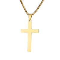 Titanium Steel Necklace, Cross, plated, different size for choice, more colors for choice, Length:Approx 23.6 Inch, Sold By PC
