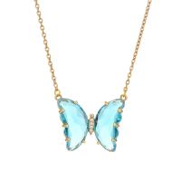 Crystal Necklace, Titanium Steel, with Crystal, Butterfly, gold color plated, fashion jewelry & for woman, more colors for choice, 23x20mm, Length:Approx 20 Inch, Sold By PC
