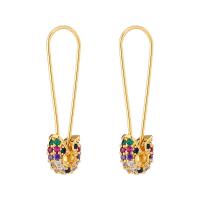 Cubic Zirconia Micro Pave Brass Earring gold color plated fashion jewelry & for woman 41mm Sold By Pair
