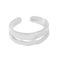 925 de prata esterlina Cuff Ring Finger, banhado, Camada Dupla & Ajustável & para mulher, Mais cores pare escolha, vendido por PC
