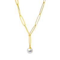 925 Sterling Silver Necklaces with pearl plated fashion jewelry & for woman Length Approx 17.7 Inch Sold By PC