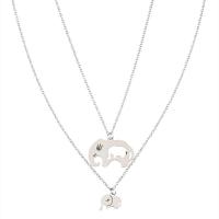 Stainless Steel Jewelry Necklace, 201 Stainless Steel, with 1.96inch extender chain, Elephant, 2 pieces & Mother Day Jewelry & oval chain & for woman & hollow, original color, Length:Approx 17.7 Inch, Sold By Set