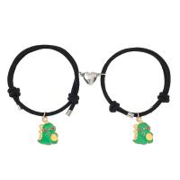 Couple Bracelet and Bangle Zinc Alloy with Polyester Cord Dinosaur plated 2 pieces & with magnetic & for couple & enamel Length Approx 7-11.8 Inch Sold By Set