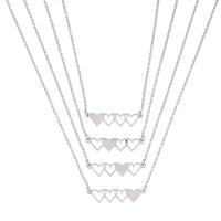 Edelstahl Schmuck Halskette, 201 Edelstahl, mit Verlängerungskettchen von 1.96inch, Herz, 4 Stück & Oval-Kette & für Frau & hohl, originale Farbe, Länge:ca. 17.7 ZollInch, verkauft von setzen