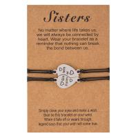 Fashion Create Wax Cord Bracelets, 201 Stainless Steel, with Wax Cord, Heart, 2 pieces & with letter pattern & for woman, Length:Approx 7-11.8 Inch, Sold By Set