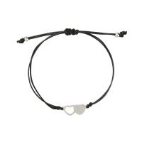 Fashion Create Wax Cord Bracelets, 201 Stainless Steel, with Wax Cord, Heart, for woman & hollow, Length:Approx 7-11.8 Inch, Sold By PC