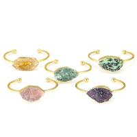 Gemstone Cuff Bangle with Zinc Alloy gold color plated Adjustable & for woman 64mm 21*35mm Sold By PC