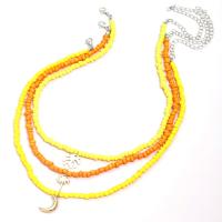 Mode-Multi-Layer-Halskette, Seedbead, mit Zinklegierung, mit Verlängerungskettchen von 1.96 inch, goldfarben plattiert, drei Schichten & gefärbt & für Frau, keine, Länge:ca. 15.74 ZollInch, verkauft von PC