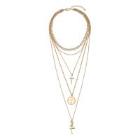Multi Layer Necklace Zinc Alloy plated three layers & for woman Length Approx 23.62 Inch Sold By PC