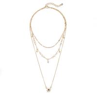 Multi Layer Necklace, Tibetan Style, gold color plated, three layers & for woman & with rhinestone, 30cm,33cm,44cm, Sold By PC