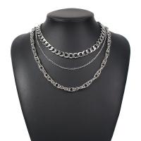Mode-Multi-Layer-Halskette, Zinklegierung, mit Verlängerungskettchen von 1.96 inch, plattiert, drei Schichten & für Frau, keine, 40cm,46cm,52cm, verkauft von PC