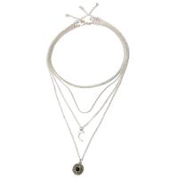 Mode-Multi-Layer-Halskette, Zinklegierung, mit Türkis, Platinfarbe platiniert, für Frau & mit Strass & Multi-Strang, 35cm,40cm,45cm,50cm, verkauft von PC