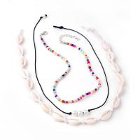 Mode-Multi-Layer-Halskette, Seedbead, mit Muschel & Kunststoff Perlen, drei Schichten & für Frau, farbenfroh, 30cm,44cm,40cm, verkauft von PC