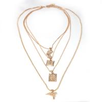 Mode-Multi-Layer-Halskette, Zinklegierung, goldfarben plattiert, für Frau & Multi-Strang, 40cm,42cm,54cm,60cm, verkauft von PC